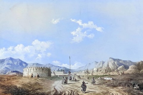 The Mamasani Tower near Shiraz in Iran, authentic, digitally restored reproduction from a 19th
