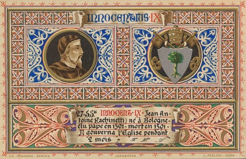 Innocent IX (born 20 July 1519 in Bologna, died 30 December 1591 in Rome), real name Giovanni