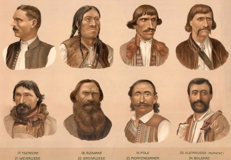 Schematic diagram, European ethnic types: Czechs, Slovaks, Poles, Little Russian, Belorussians,