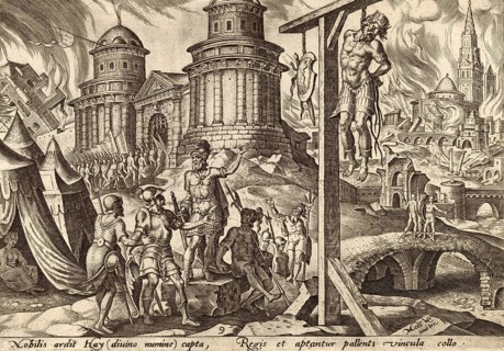 From The Disasters of The Jewish People: In the Bible (Joshua 8), Joshua hangs the king of Ai on a
