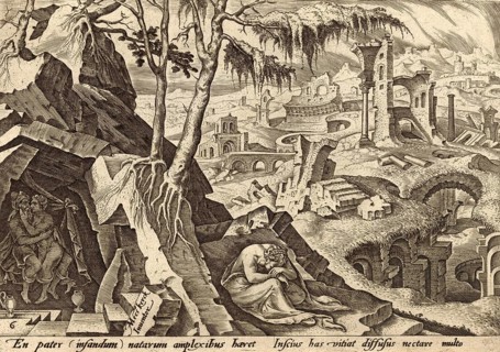 From The Disasters of The Jewish People: Lot, who is made drunk with wine by his daughters in a