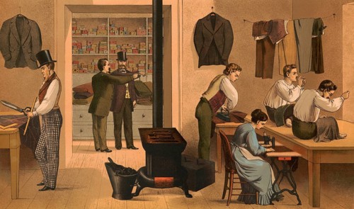 Traditional craft, tailor, workshop with several employees, custom tailoring, around 1920,
