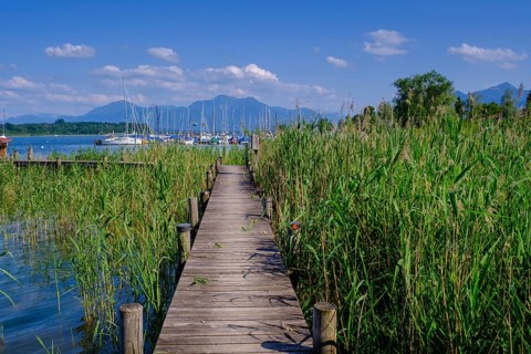 Segelclub Harras Chiemsee, Hafen am Chiemsee bei Stock, Prien, Chiemgau, Upper Bavaria, Bavaria,