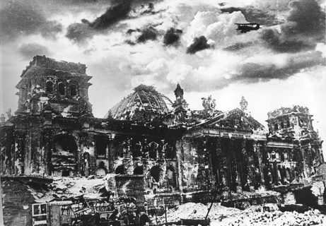 The Reichstag after Allied bombing, end of April 1945 Berlin, Germany Immediately after the end of