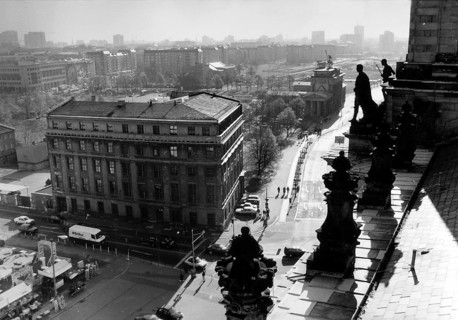 View from the Reichstag from the perspective of the famous flag painting by J. Chaldej, 1994
