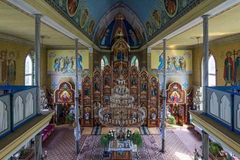Interior seen from the gallery, former German Protestant church today Greek Catholic, Lanivka,