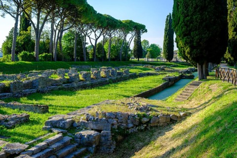 Roman port, former Roman river port, Basilica of Aquileia, St. Hermagor, Aquileia near Grado,