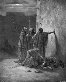 The comrades of Jehus find Jezebel's remains, her skull, feet and hands, Bible, Old Testament,