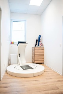 Modern room with scanning device for orthopedic prosthetics, minimalistically furnished, medical