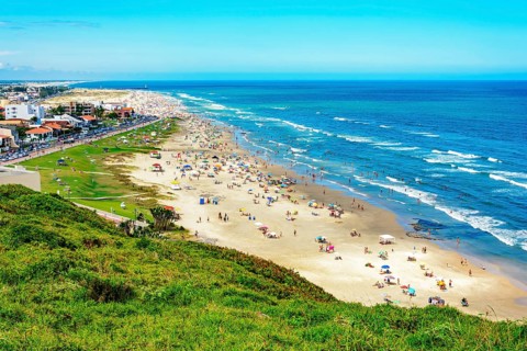 View of Long Beach in the city of Torres, Rio Grande do Sul, bordering Santa Catarina, Torres, Rio