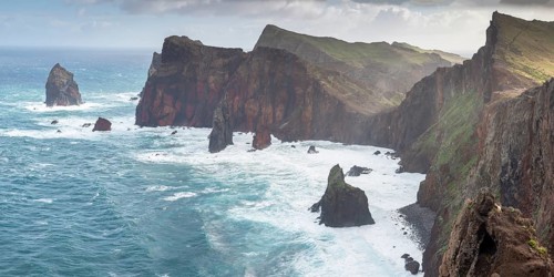 Rock formations in the Atlantic Ocean, volcanic peninsula, Ponta de São Lourenço, Ponta de Sao
