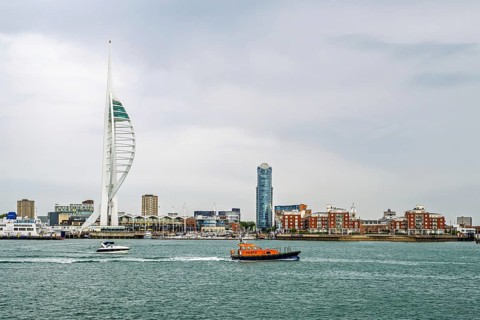 Portsmouth Harbour over Spinnaker Tower, Portsmouth, Gosport, England, United Kingdom