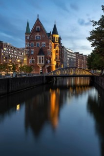 Bridge with warehouses in Hamburg's Speicherstadt, Hamburg, Germany