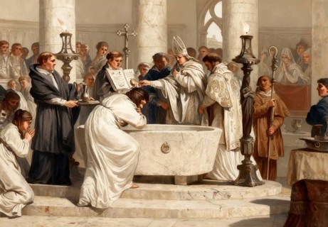 Baptism of Clovis by Saint Remigius, cathedral of Reims, 496, Clovis, Chlodovechus, Chlodwig I,