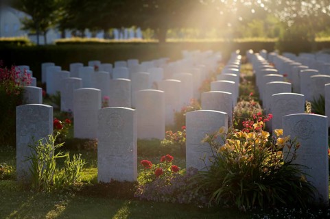 Tombstones, war graves, military graves, flowers, British and German military cemetery, Cimetière