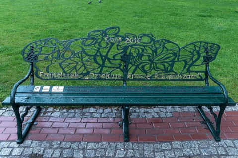 Park bench designed for World Youth Day 2016 in Krakow, Poland