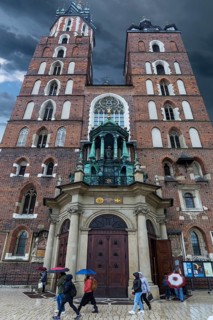 Main façade of St. Mary's Basilica, Krakow, Poland