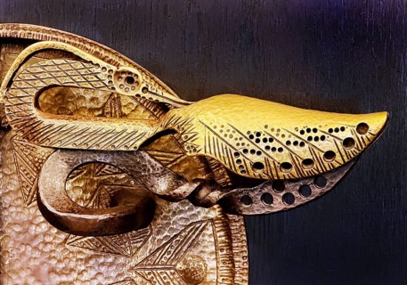 Front door handle designed by artist Josefthomas Brinkschröder, detail, Paderborn City Hall, North