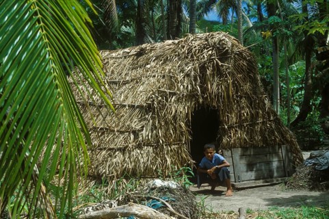 Typical residential hut on Tavewa Island, Yasawa archipelago, Fiji