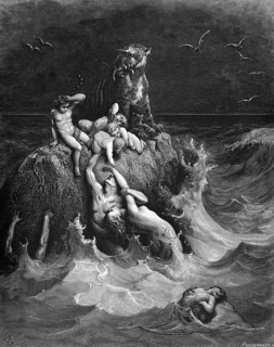 First book of Moses, chapter 7, verse 21, The flood, destruction of all flesh, all living things on