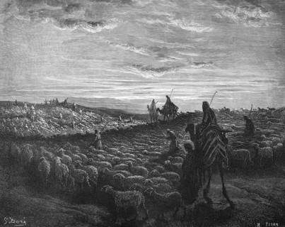 First book of Moses, chapter 12, verse 5, Abraham moves to Canaan, he takes his woman Sarai with