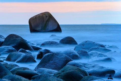 Evening on the chalk coast in Jasmund National Park, FelSs, Baltic Sea, Rügen, Lohme,