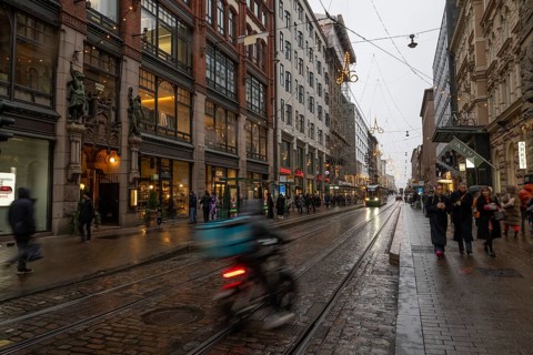 Alexanterinkatu, main shopping street in the city center, designed by Carl Ludwig Engel, Christmas