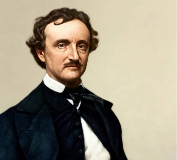 Portrait of Edgar Allan Poe, 1809 – 1849, American writer, digitally edited according to a