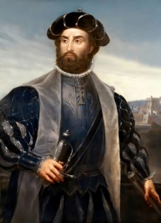 Vasco da Gama, c. 1460s – 1524, Portuguese explorer, digitally edited according to a painting by