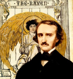 Portrait of Edgar Allan Poe, The Raven, Cover art by Gustave Doré, 1884, digitally edited