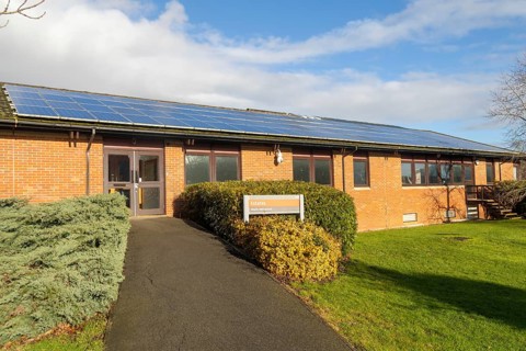Solar panels on roof of Estates building, Whiteknights Campus, University of Reading, Reading,