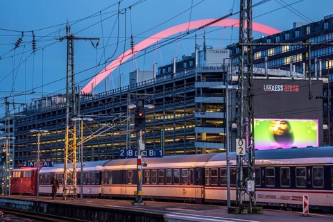 Regional train at Cologne-Messe/Deutz station, 2nd largest train station in Cologne, transfer