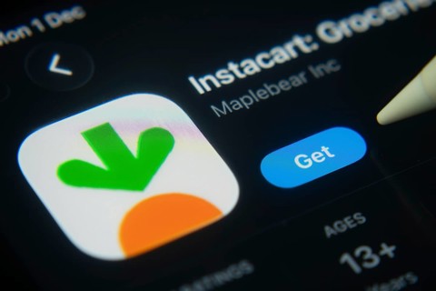 Dhaka, Bangladesh- 01 Dec 2025: A close-up of the Instacart app icon in the App Store on an iPad