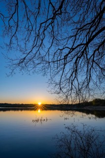 Sunrise at Ahlhorn fish ponds, Ahlhorn, Lower Saxony, Germany