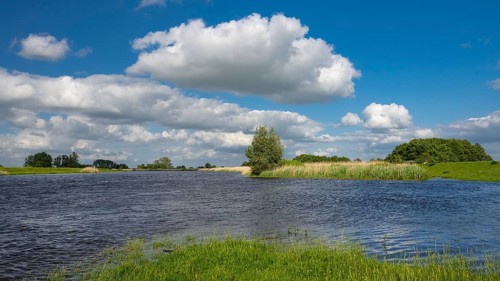 Wolkenspiel über der Hunte in der Wesermarsch, Holle, Hude, Lower Saxony, Germany
