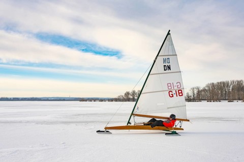 Winter at Dümmer See with, Eisegler, Eickhöpen, Lembruch, Lower Saxony, Germany