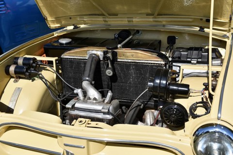DDR Oldtimer P70 car engine at Oldtimer Exhibition, Prerow, Mecklenburg-Vorpommern