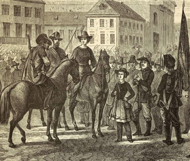 Arrival of the leader of the Baden Uprising in Karlsruhe, Gustav Struwe proclaims the German