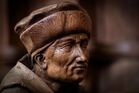 Head of a man with cap, oak choir stalls for the monks, 1493 by Jörg Syrlin the Younger, also