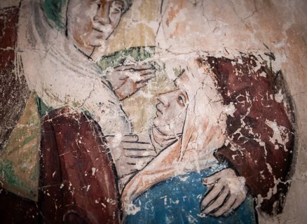 Woman, fresco, Blaubeuren Abbey, Swabian Jura, Baden-Württemberg, Germany