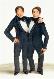 Chang and Eng Bunker, 1811–1874, known as the Siamese Twins, digitally edited