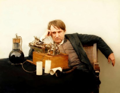 Thomas Edison at his Laboratory on 16 June 1888, the morning after spending 48 hours perfecting