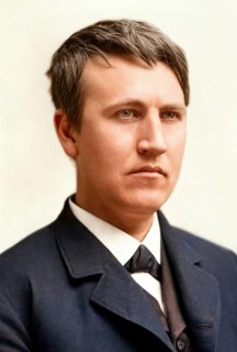 Portrait of Thomas Alva Edison as a young man, c. 1870, digitally edited according to a photography