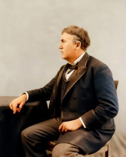 Thomas Alva Edison, 1847 - 1931, American inventor, digitally edited according to a photography,