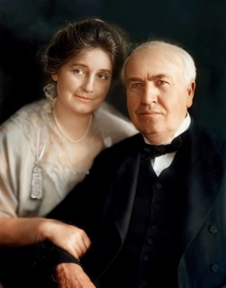 Portrait of Mina Edison and Thomas Alva Edison, c. 1908, digitally edited