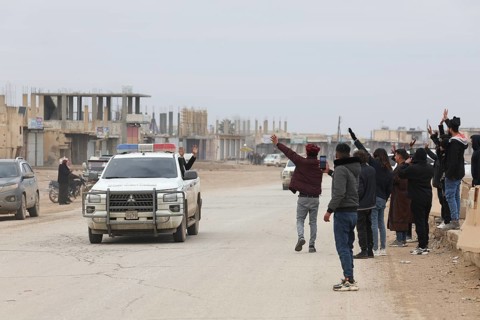 In Raqqa, Syria on January 17, 2026, local civilians are seen welcoming Syrian Army soldiers