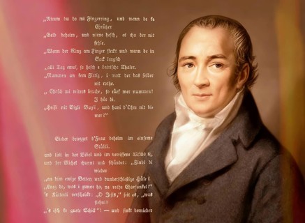Portait with a poem, Johann Peter Hebel, 1760 - 1826, German poet, Protestant theologian and