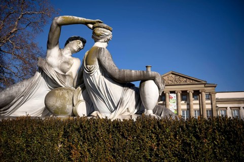 Statue of charming nymphs, behind Stuttgart Museum of Natural History, Rosenstein Castle,