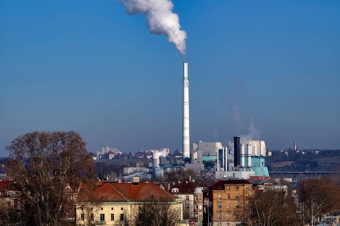 View of EnBW power plant and waste incineration plant Stuttgart-Münster, combined heat and power