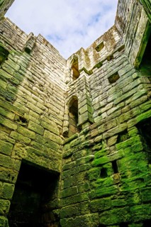 Ruins of Warkworth Castle, River Coquet, Warkworth, Northumberland, England, UK